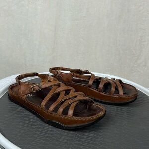 Earth Oasis Brown Leather Sandal Womens 7.5